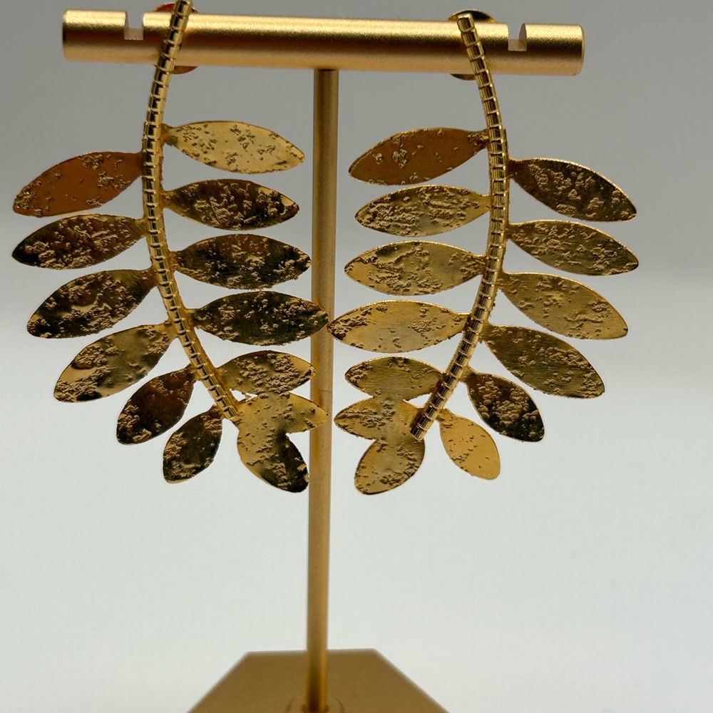 Gold Plated Gold Leaf Earrings